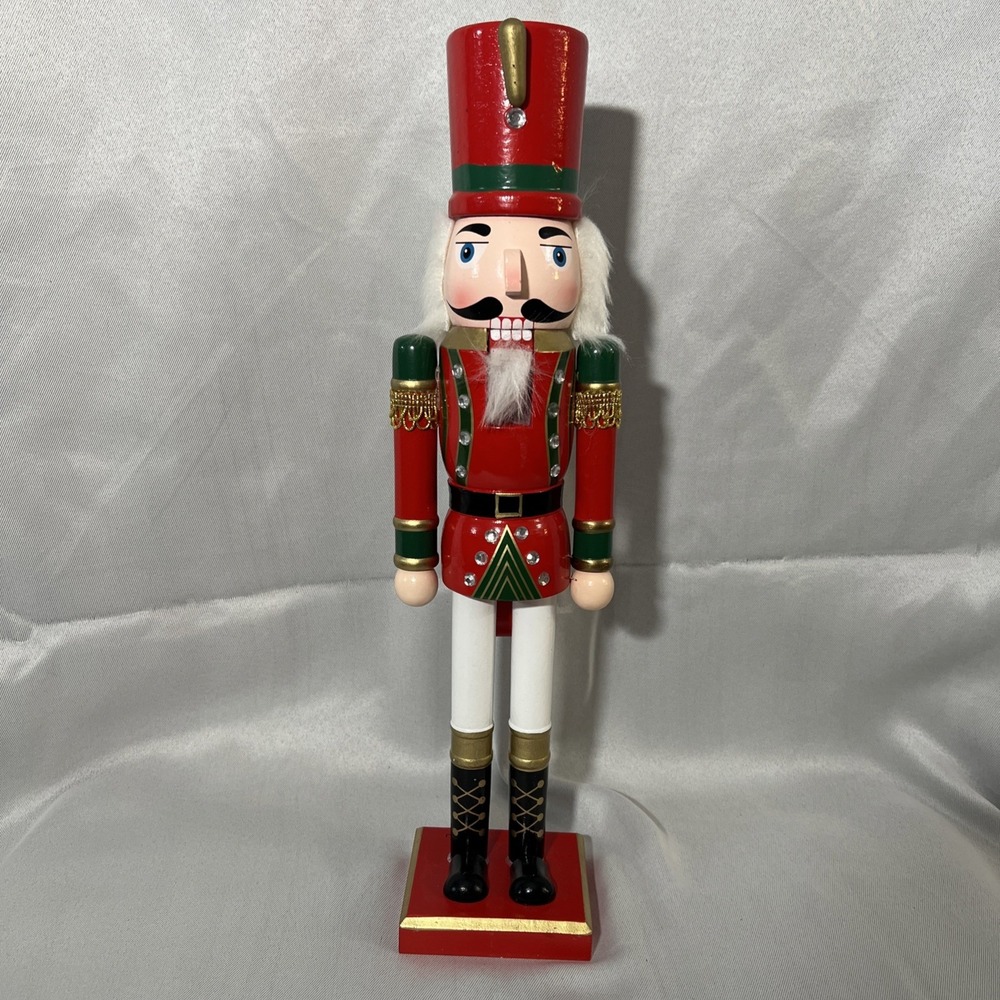 Wooden Christmas Nutcracker,16", SOLDIER IN RED & GREEN UNIFORM W/RIFLE, Ashland